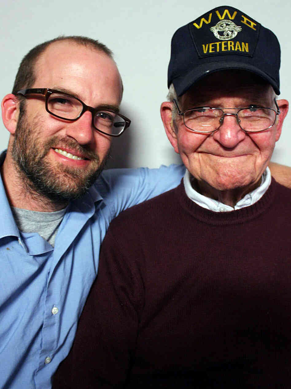 Harrison Wright, 88, with his grandson Sean Guess, 36, at StoryCorps in Austin, Texas.