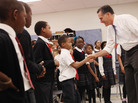 Mitt Romney with charter-school students in West Philadelphia, a section of the city where some people had never heard of him. Mitt Romney with charter-school students in West Philadelphia, a section of the city where some people had never heard of him.