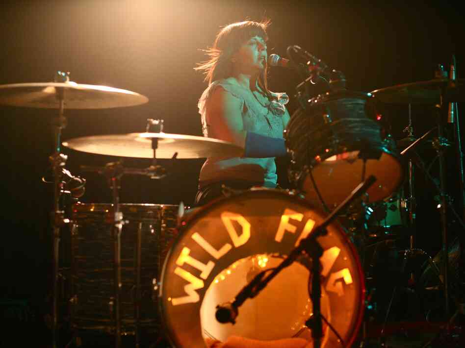 Wild Flag (and former Sleater-Kinney) drummer Janet Weiss, performing live at the NPR Music day party, during the South by Southwest Music Festival in Austin, TX. Wild Flag (and former Sleater-Kinney) drummer Janet Weiss, performing live at the NPR Music day party, during the South by Southwest Music Festival in Austin, TX.