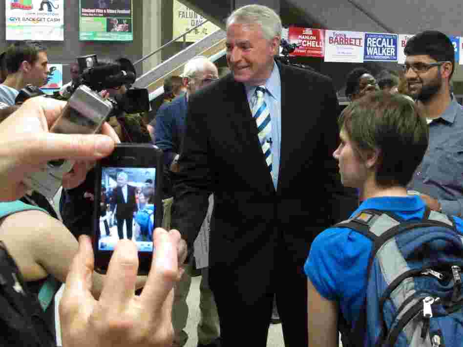 Democratic Milwaukee Mayor Tom Barrett campaigns earlier this month in Milwaukee.