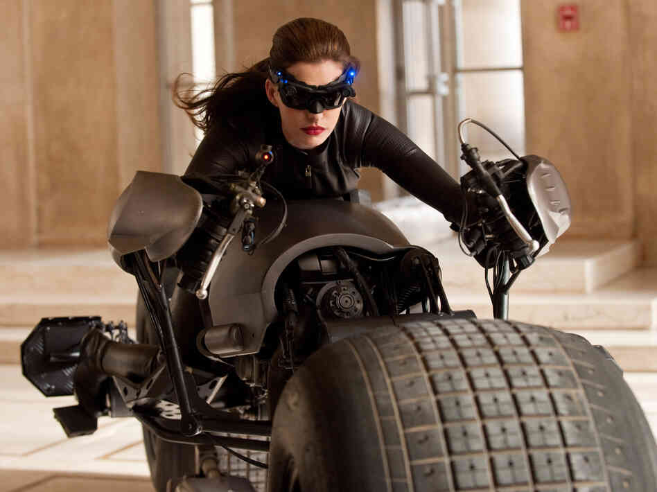 Anne Hathaway as Catwoman in The Dark Knight Rises.