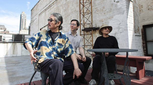 Left to right: Masabumi Kikuchi, Thomas Morgan, Paul Motian. (John Rogers)
