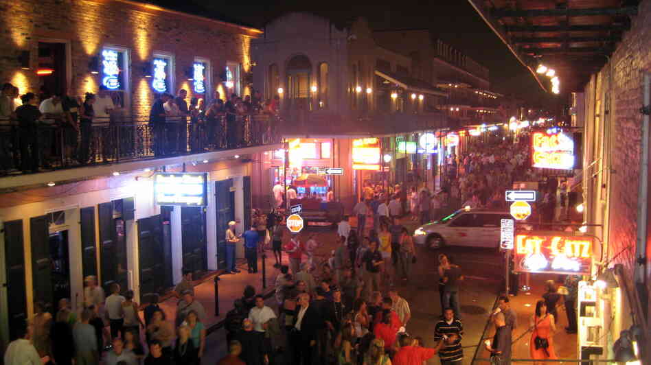 A view of Bourbon Street in New Orleans' French Quarter, an area of the city author Julie Smith says is her favorite. A view of Bourbon Street in New Orleans' French Quarter, an area of the city author Julie Smith says is her favorite.