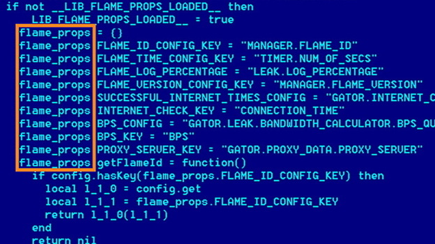 An undated screen grab, released by the Kaspersky Lab, showing some of the programming behind Flame.
