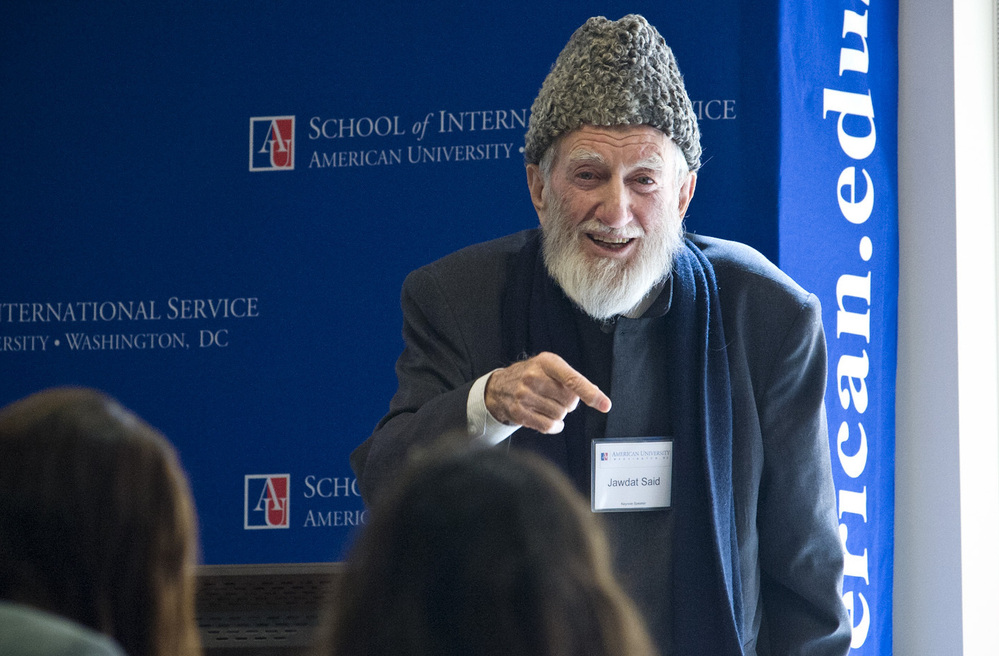 Sheik Jawdat Said, 81, has been urging nonviolent protest in Syria for decades, and has been arrested many times. A scholar and an activist, shown here speaking at American University in Washington in March, he is heading back to Syria this week and plans to resume his call for peaceful opposition to the government.