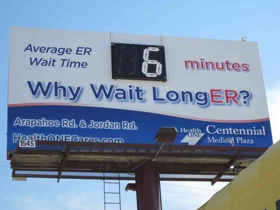 HealthOne is a Colorado hospital chain that is opening a psychiatric ward to take pressure off its hospitals' emergency rooms, including the one on the billboard.