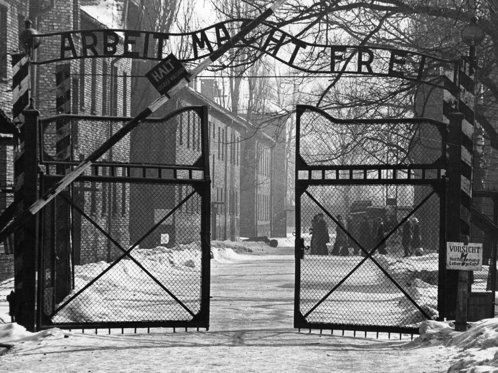 The gates of the Nazi concentration camp at Auschwitz, Poland. (1965 file photo.)