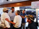 President Obama greets diners at Reid's House Restaurant in Reidsville, N.C., last fall. While there, he talked to a college student about the importance of education — one of the ideas Obama comes back to often. President Obama greets diners at Reid's House Restaurant in Reidsville, N.C., last fall. While there, he talked to a college student about the importance of education — one of the ideas Obama comes back to often.