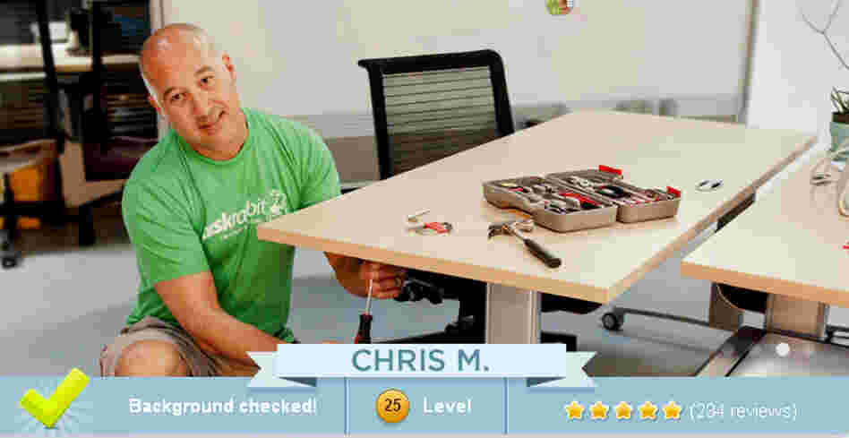 An image from the TaskRabbit website shows one of the company's workers assembling a piece of furniture — a task the site says will pay $45. An image from the TaskRabbit website shows one of the company's workers assembling a piece of furniture — a task the site says will pay $45.