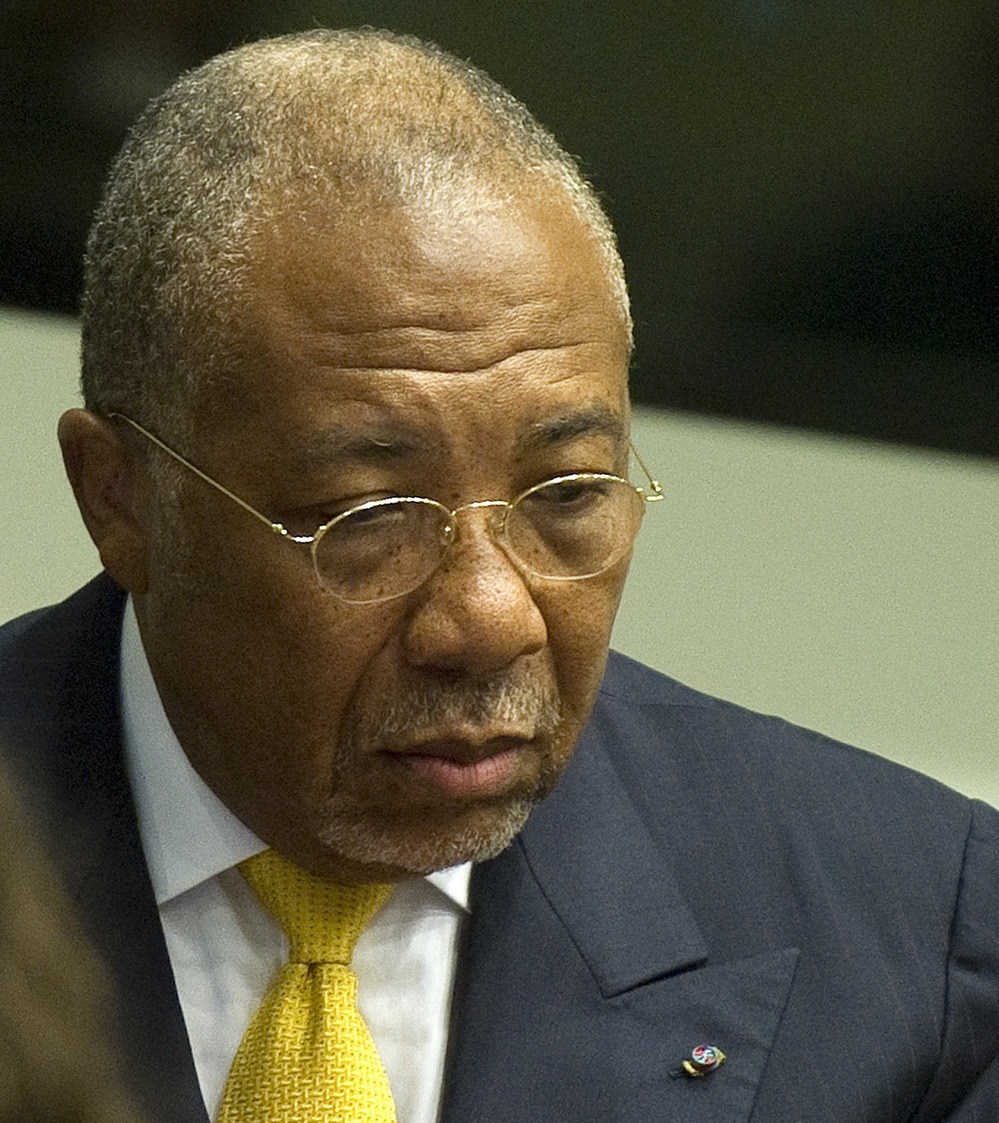 Former Liberian President Charles Taylor during his sentencing today in The Hague.