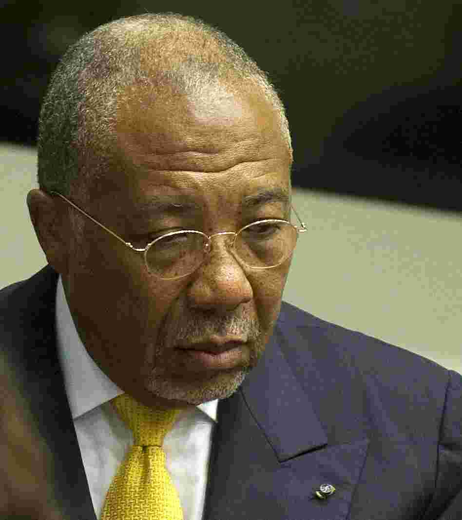 Former Liberian President Charles Taylor during his sentencing today in The Hague.