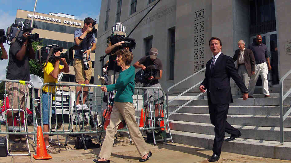 Former Sen. John Edwards leaves the federal courthouse in Greensboro, N.C., on Tuesday. Former Sen. John Edwards leaves the federal courthouse in Greensboro, N.C., on Tuesday.