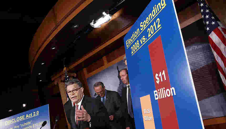 Al Franken of Minnesota was part of a group of Democratic senators at a March news conference announcing legislation "to blunt the worst effects" of the Supreme Court decision that paved the way for the rise of superPACs.
