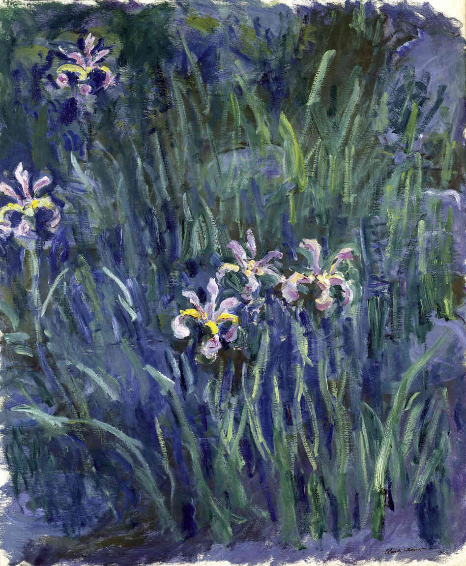 Claude Monet's Irises painting is making its U.S. debut at the New York Botanical Garden exhibit.