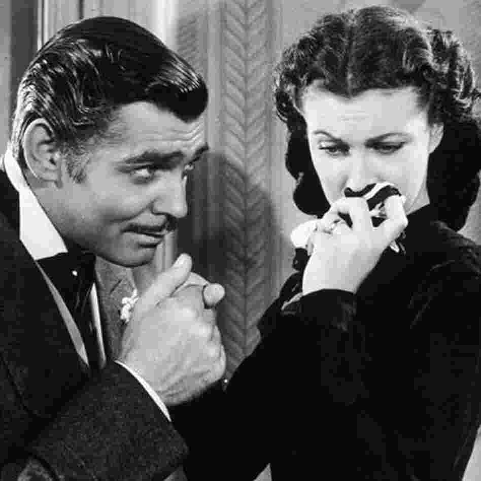 In mourning: Scarlett broods while Rhett Butler (Clark Gable) woos.