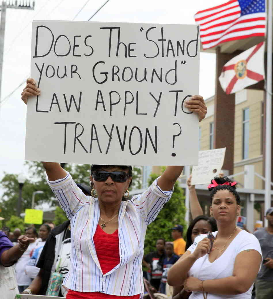 Selina Gray of Sanford, Fla., at a protest there on March 31.