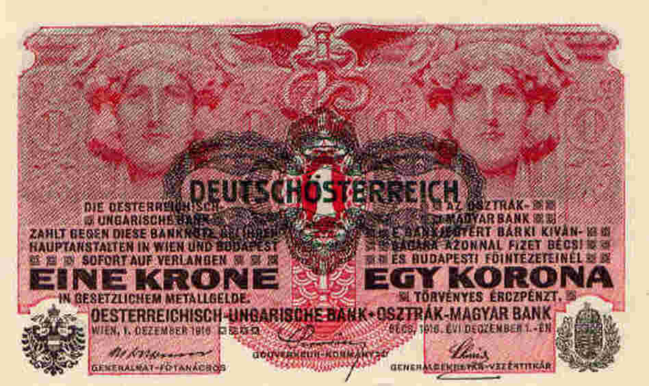 A one-crown note from the Austro-Hungarian empire.