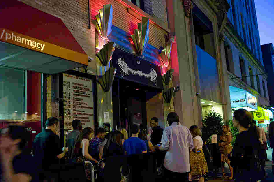 Fans gather outside Le Poisson Rouge in New York City for the Regina Spektor performance.