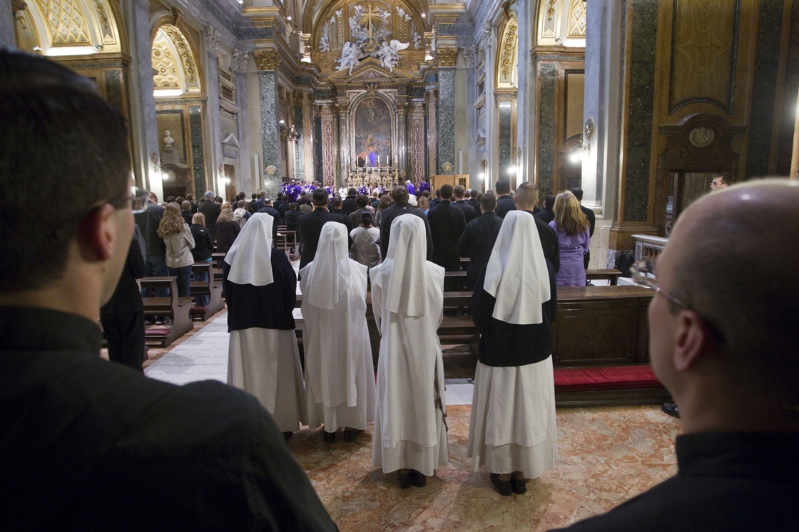American nuns attend Mass at Sant'Apollinare in Rome.