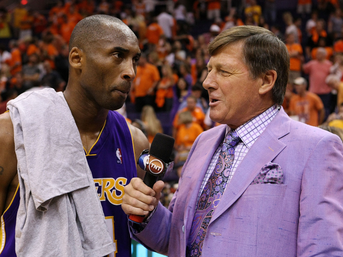 Checked suits, bright colors, garish patterns — you name it, and Craig Sager's worn it. This violet outfit accompanied a 2010 playoff game between two teams with purple in their color scheme, the Los Angeles Lakers and the Phoenix Suns.