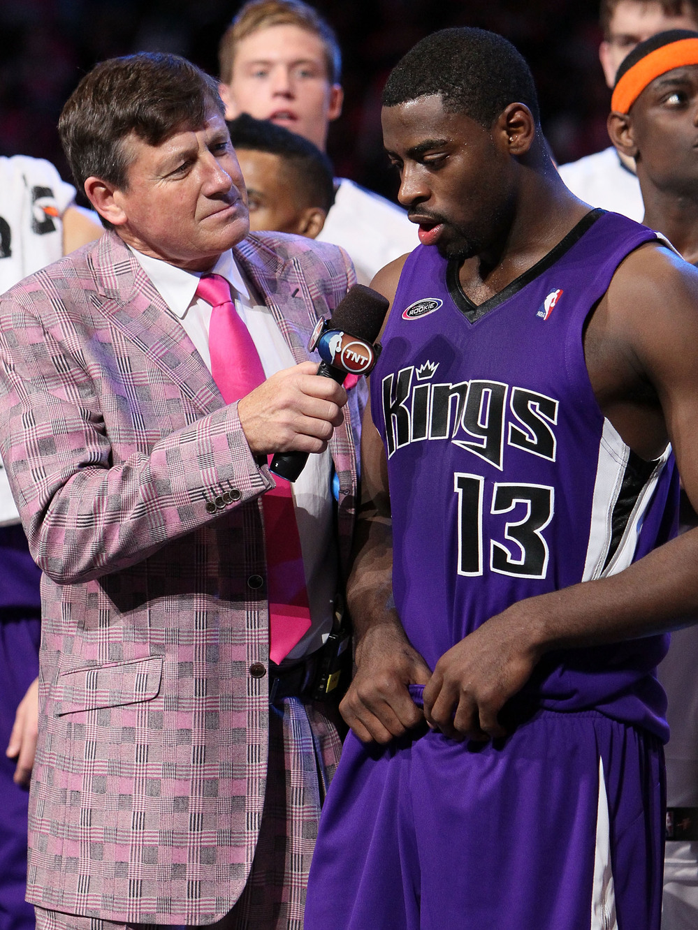 Once Sager's worn an outfit at the All-Star Weekend, he tries not to wear it again on TV. In 2010, he wore this pink-checked suit to the Rookie Challenge, where he interviewed Tyreke Evans.