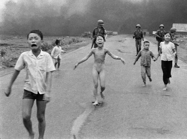 On June 8, 1972, AP photographer Nick Ut took this photo of 9-year-old Kim Phuc as she ran from an aeral napalm attack.
