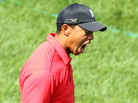 And then he roared: Tiger Woods celebrating after his chip-in at the 16th hole Sunday in the Memorial Tournament. And then he roared: Tiger Woods celebrating after his chip-in at the 16th hole Sunday in the Memorial Tournament.