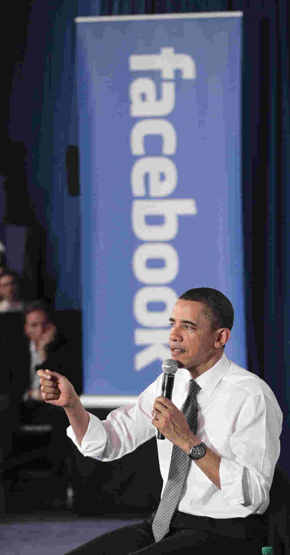 President Obama holds an online meeting from Facebook headquarters in Palo Alto, Calif., April 20, 2011. One political science professor says Obama's digital campaigning skills could make a difference in November.