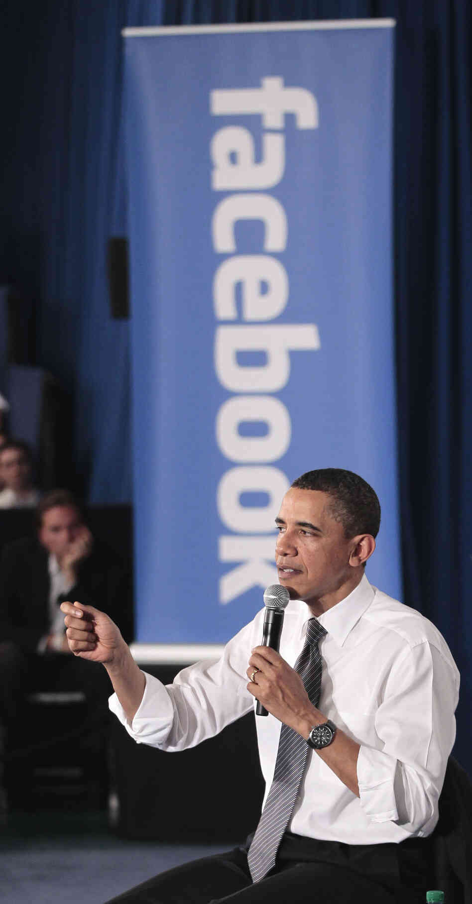 President Obama holds an online meeting from Facebook headquarters in Palo Alto, Calif., April 20, 2011. One political science professor says Obama's digital campaigning skills could make a difference in November.