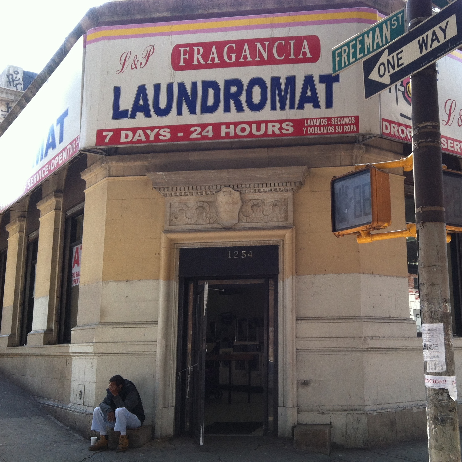 Before it was a laundromat, this building housed the Bronx branch of the Bank of the United States. One the first bank runs of the Great Depression happened here in 1930.
