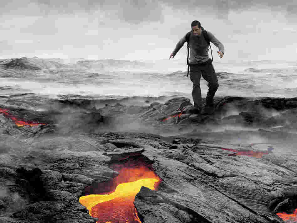 Bear Grylls shows off his wilderness survival skills in his TV series Man Vs. Wild on Discovery.