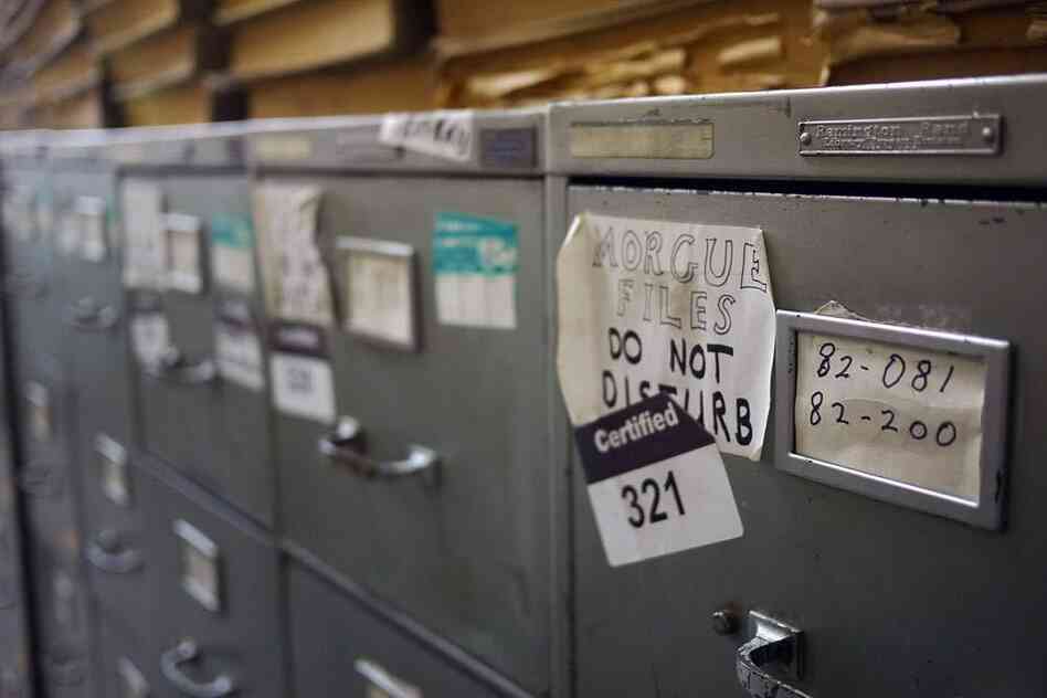 The filing cabinets in The New York Times' morgue The filing cabinets in The New York Times' morgue