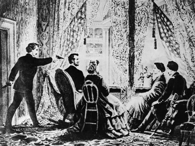 An illustration of Lincoln's assassination.
