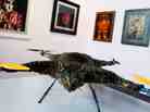 Orville, the flying helicopter cat made by artist Bert Jansen. The cat is part of an art fair in Amsterdam.