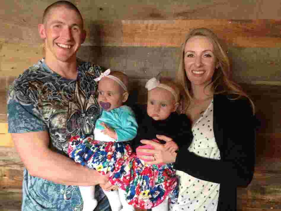 Terran Echegoyen-McCabe, her husband and 10-month-old twins.