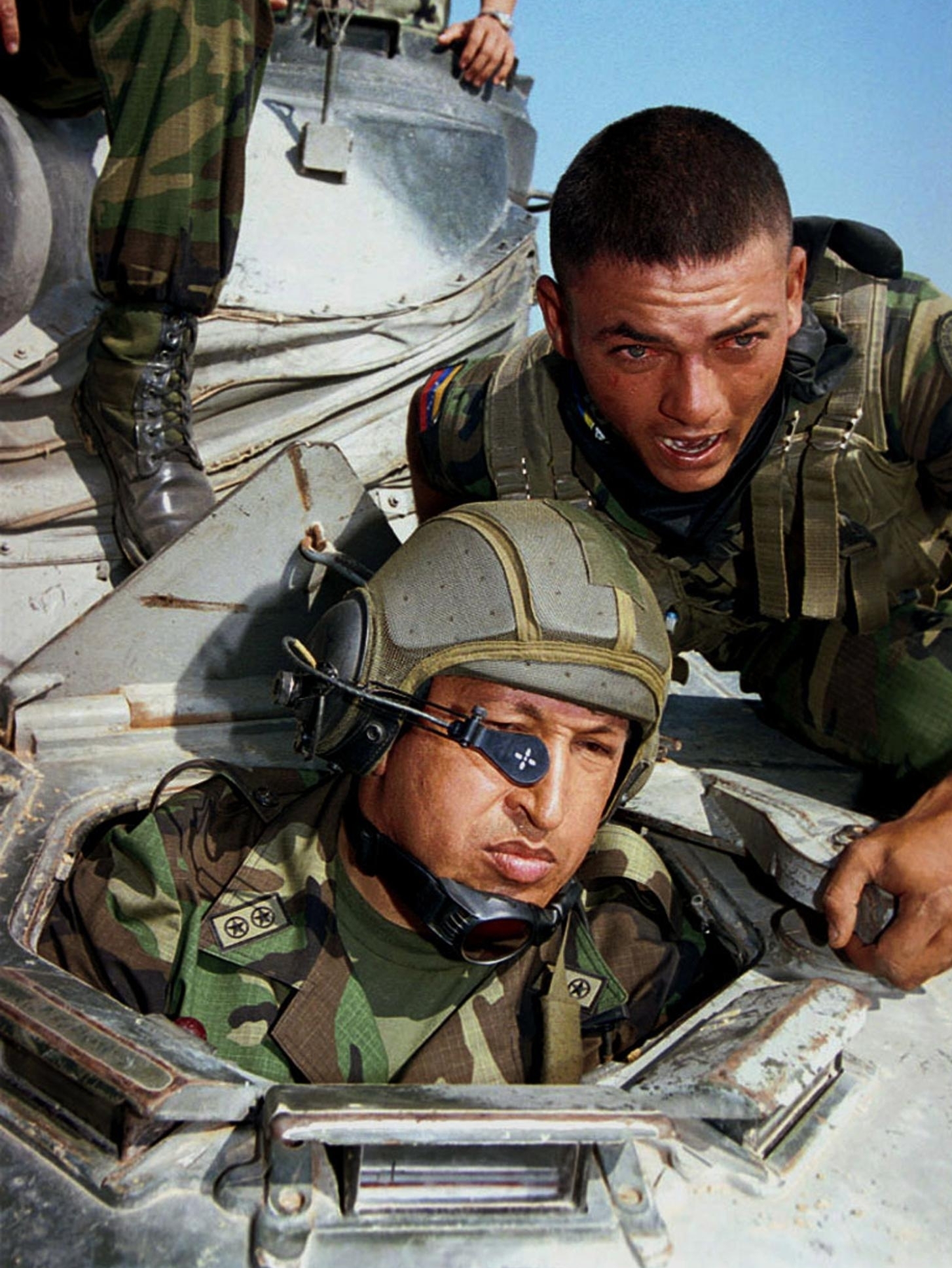 Chavez inspects the Air Force in Catilletes, near the border with Colombia, in March 2001. (Image credit: AFP/Getty Images)