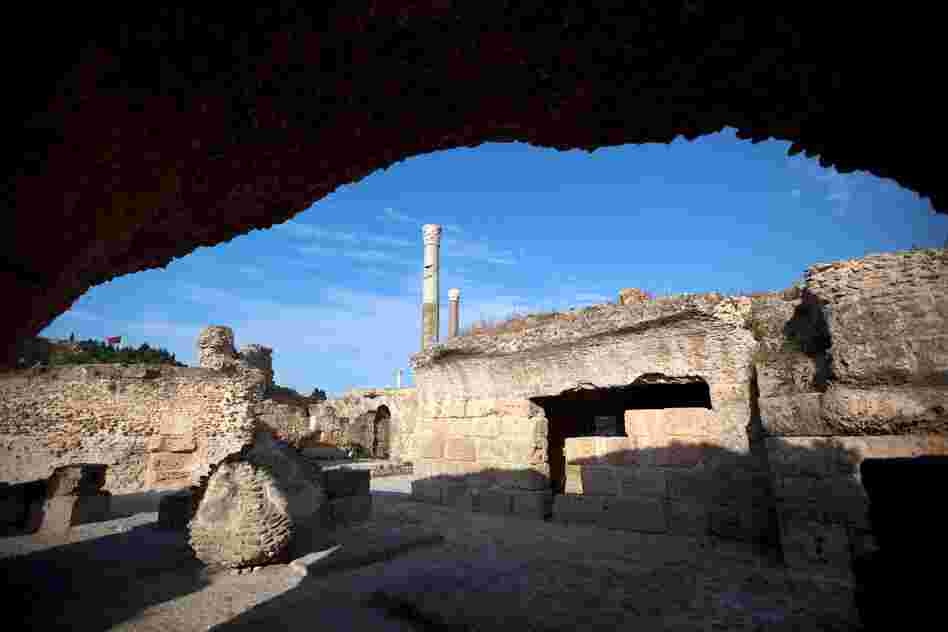 The ruins of the Roman baths in Carthage, just outside the Tunisian capital Tunis.