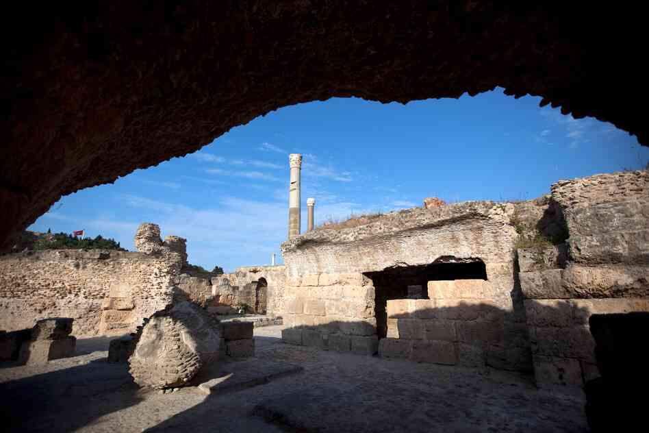 The ruins of the Roman baths in Carthage, just outside the Tunisian capital Tunis.