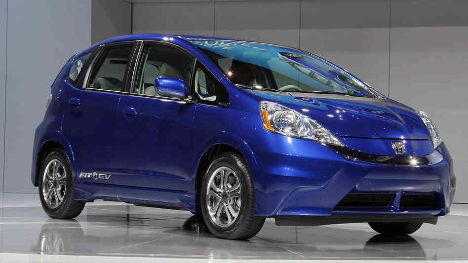 The new all-electric 2013 Honda Fit EV is seen during its debut at the Los Angeles Auto Show, in Los Angeles.