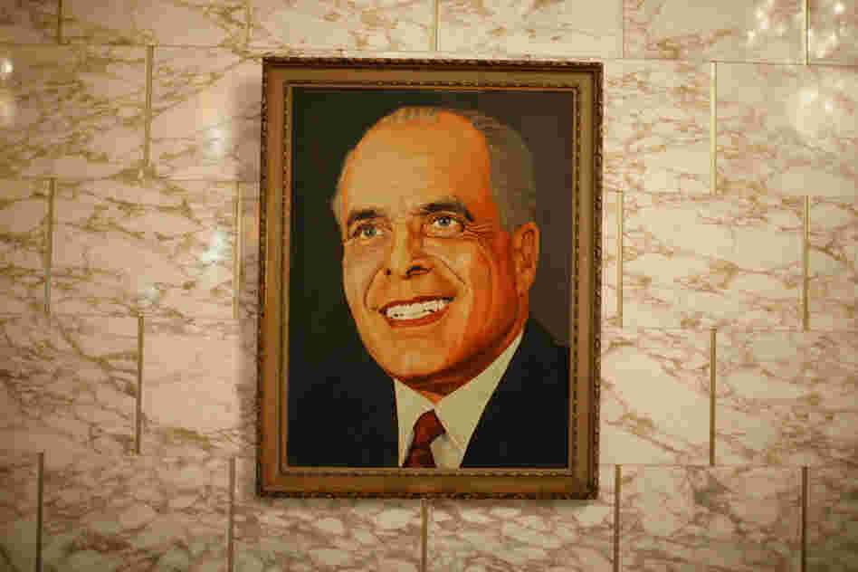 A portrait of Habib Bourguiba, the founder of modern Tunisia and its first president, hangs in the presidential palace.