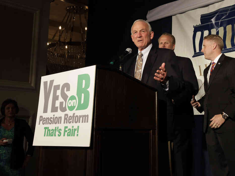 San Diego Mayor Jerry Sanders at a rally for supporters of Proposition B Tuesday, June 5, 2012.
