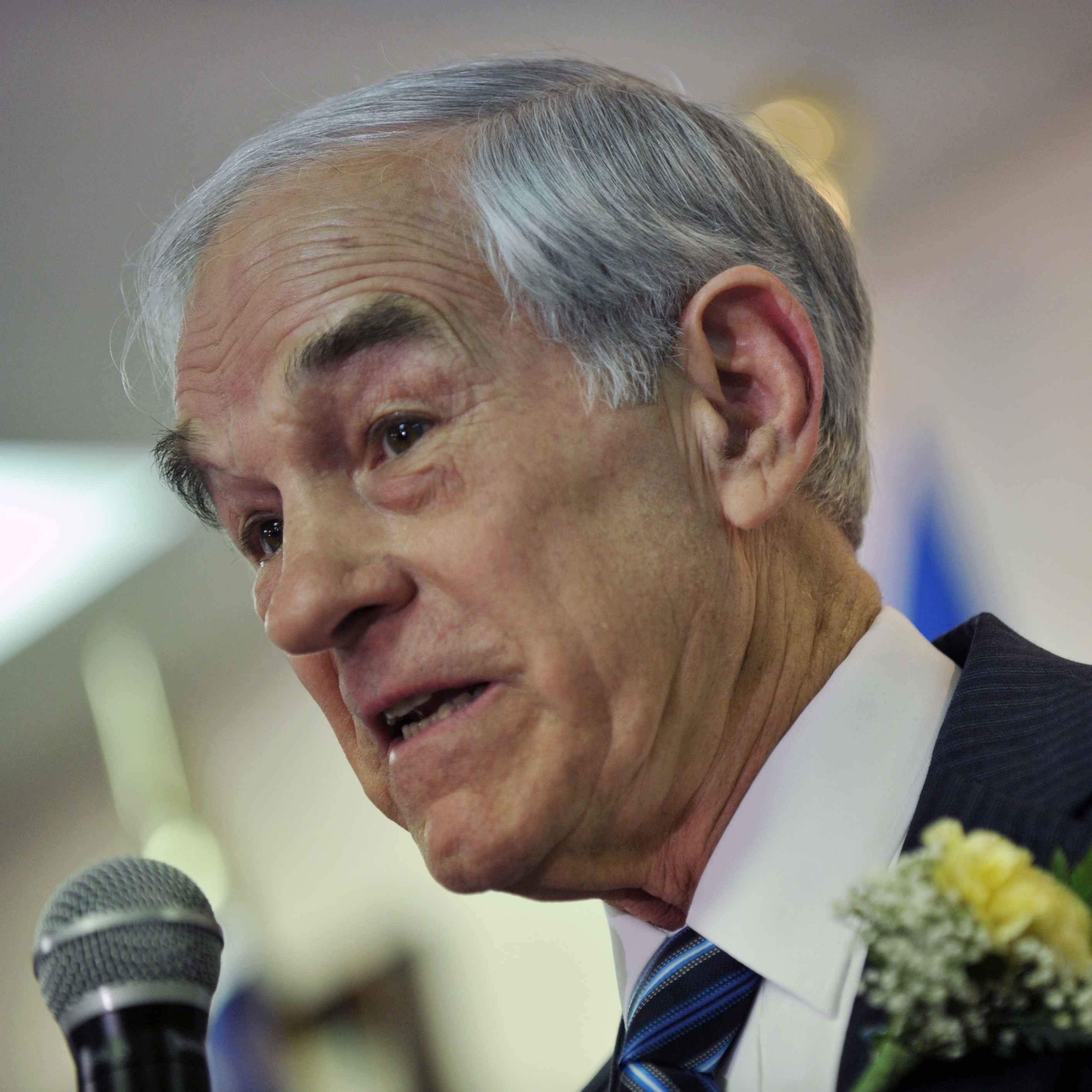 Republican presidential hopeful Ron Paul speaks in this February file photo during an event celebrating Filipino veterans at the Leatherneck Club in Las Vegas, Nevada.