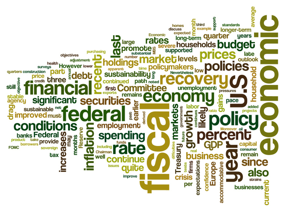 A word cloud of Federal Reserve Chairman Ben Bernanke's prepared testimony to the congressional Joint Economic Committee.