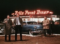 Steve Guttenberg (left) stars alongside Daniel Stern (center) and Paul Reiser in 1982's <em>Diner</em>, which continues to be one of his most beloved film projects. He sometimes appears as a guest at revival screenings.