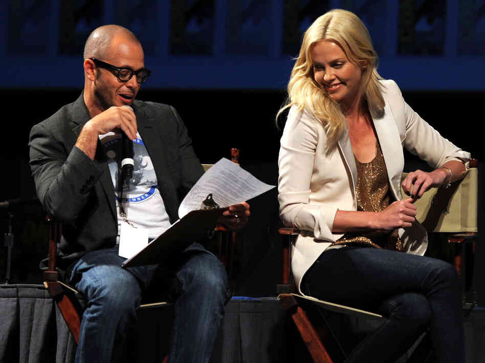 Damon Lindelof moderated a conversation with Charlize Theron, who stars in the new Ridley Scott thriller Prometheus, at the 2011 Comic-Con. Lindelof co-wrote the film.