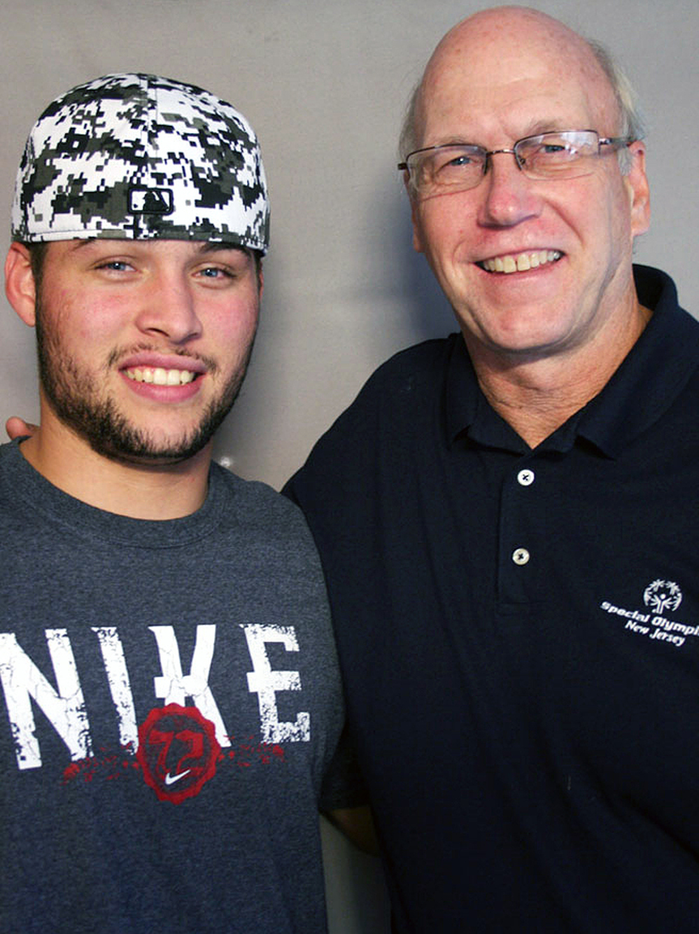 Jose Rodriguez and Charles Zelinsky at StoryCorps in Trenton, N.J. Jose is now a Special Olympics coach — he'll be overseeing games this weekend.
