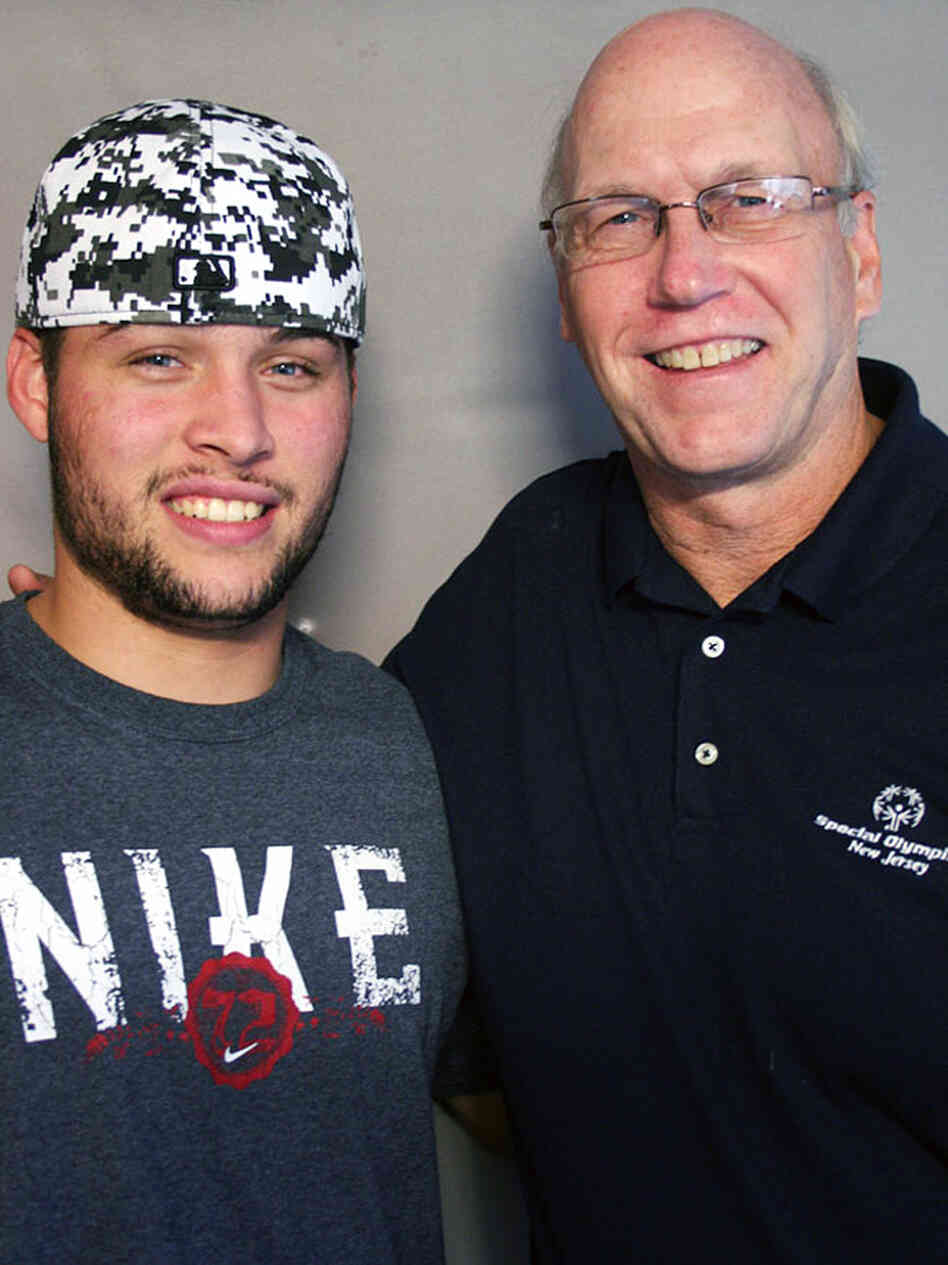 Jose Rodriguez and Charles Zelinsky at StoryCorps in Trenton, N.J. Jose is now a Special Olympics coach — he'll be overseeing games this weekend.