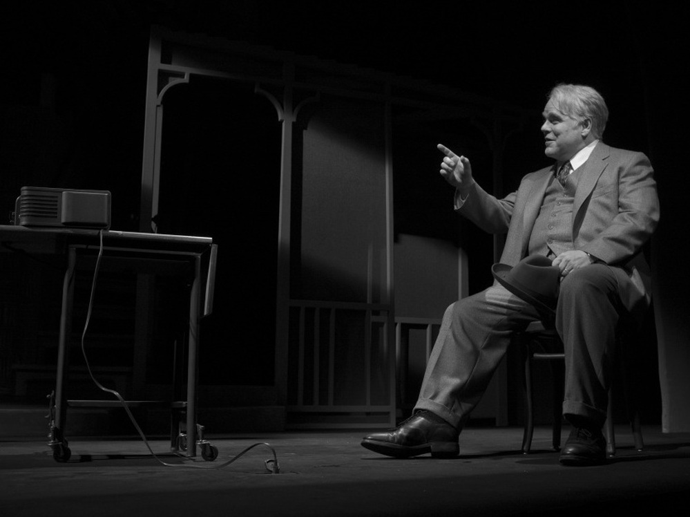 Philip Seymour Hoffman in Death of a Salesman, directed by Mike Nichols. The play, Hoffman and Nichols are favorites to take home awards.