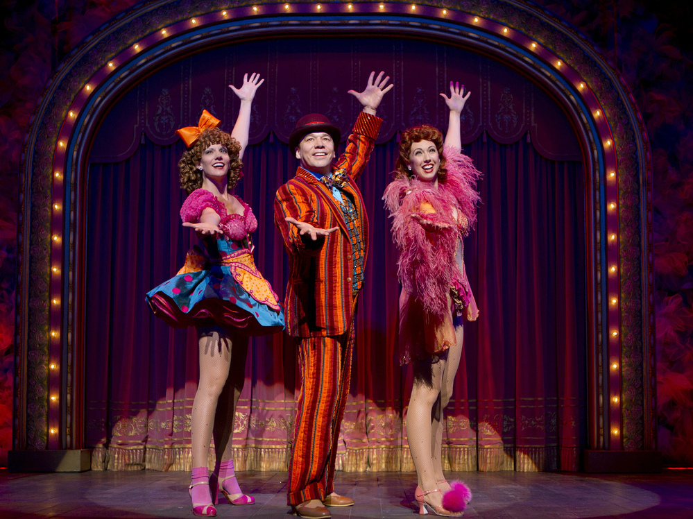 Danny Burstein, as Buddy Plummer, performs "Buddy's Blues" in Follies with Jenifer Foote (left) and Kiira Schmidt. Burstein is nominated for best actor in a musical. 