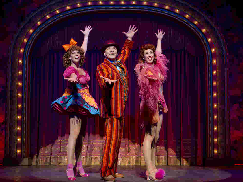 Danny Burstein, as Buddy Plummer, performs "Buddy's Blues" in Follies with Jenifer Foote (left) and Kiira Schmidt. Burstein is nominated for best actor in a musical. 